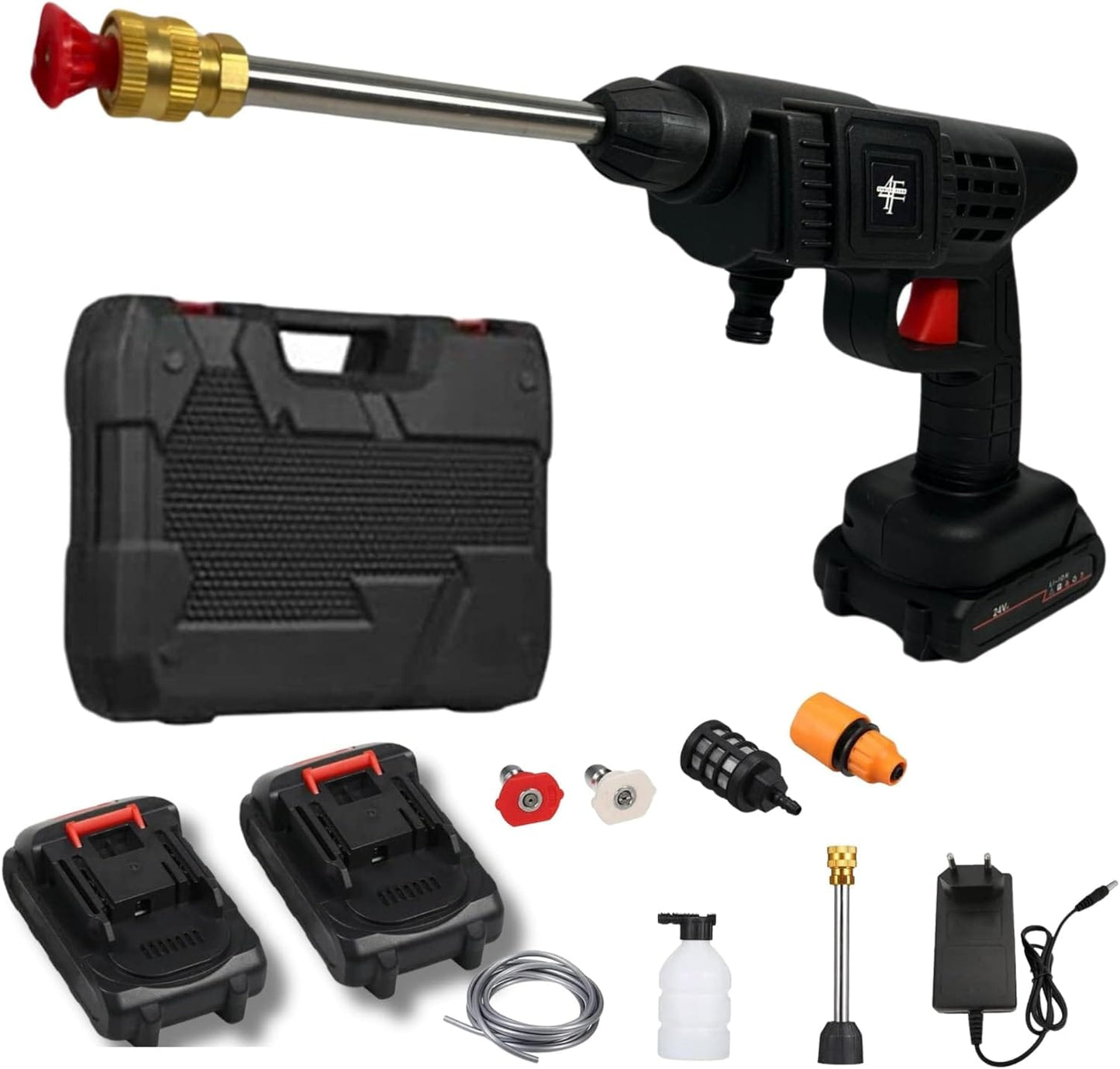 HydroForce™ – Pistola de Alta Presión Portátil Profesional + 2 Baterías + Kit de Accesorios GRATIS