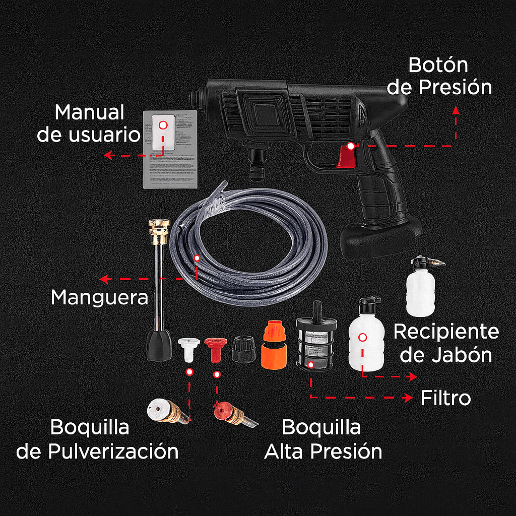 HydroForce™ – Pistola de Alta Presión Portátil Profesional + 2 Baterías + Kit de Accesorios GRATIS
