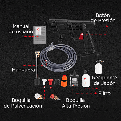 HydroForce™ – Pistola de Alta Presión Portátil Profesional + 2 Baterías + Kit de Accesorios GRATIS