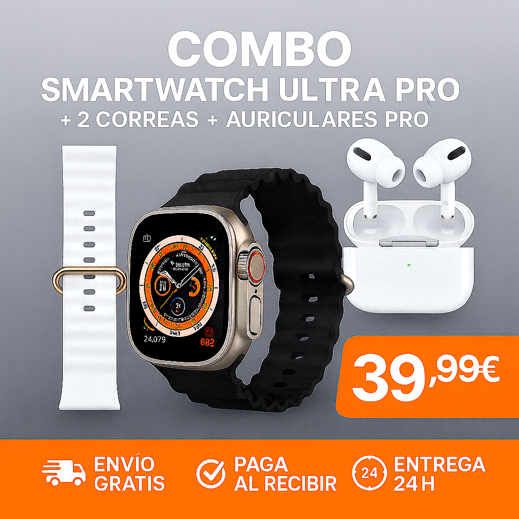 COMBO Smartwatch + 2 Correas + Auriculares Premium + Envío Gratis [SOLO HOY]