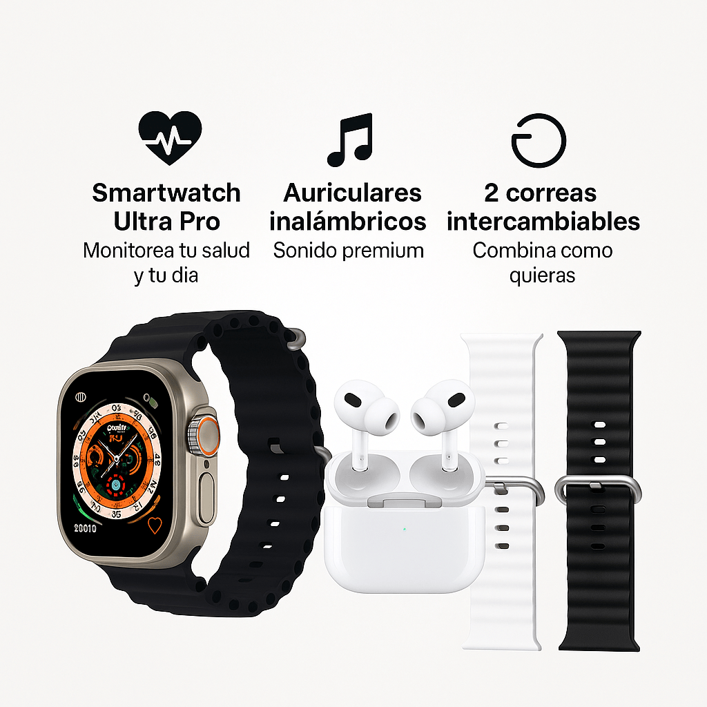 COMBO Smartwatch + 2 Correas + Auriculares Premium + Envío Gratis [SOLO HOY]
