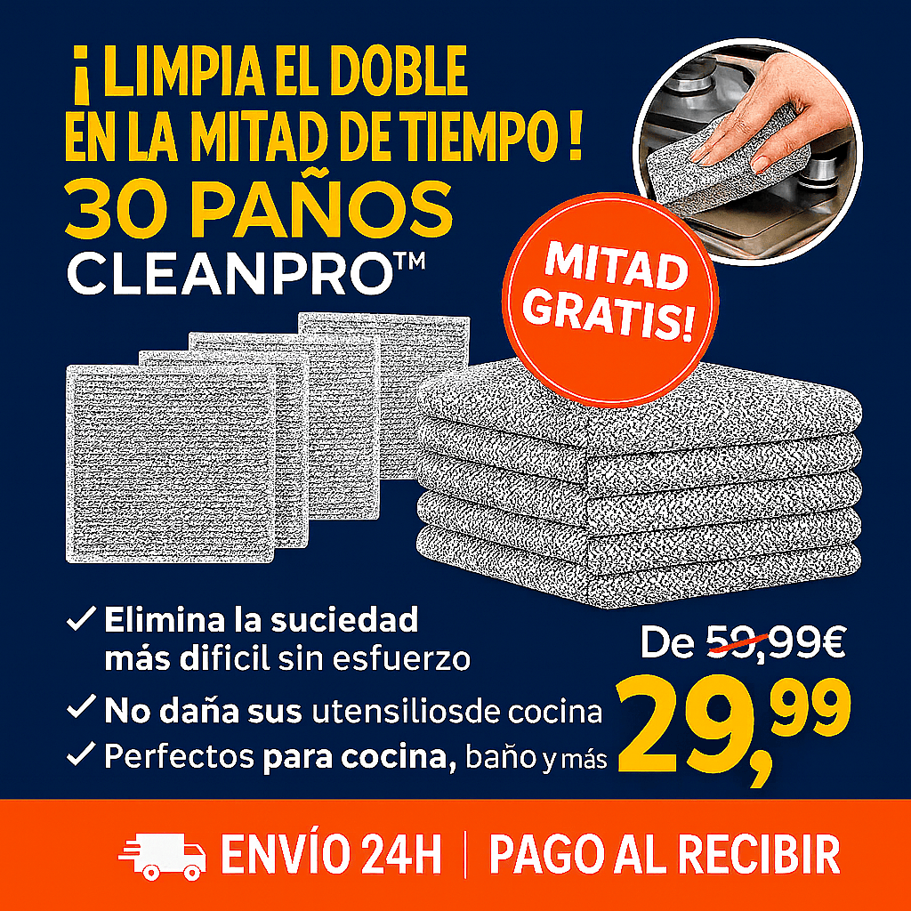 ¡LIMPIA EL DOBLE EN LA MITAD DE TIEMPO! – CleanPro™ Pack 30 Paños de Limpieza Premium
