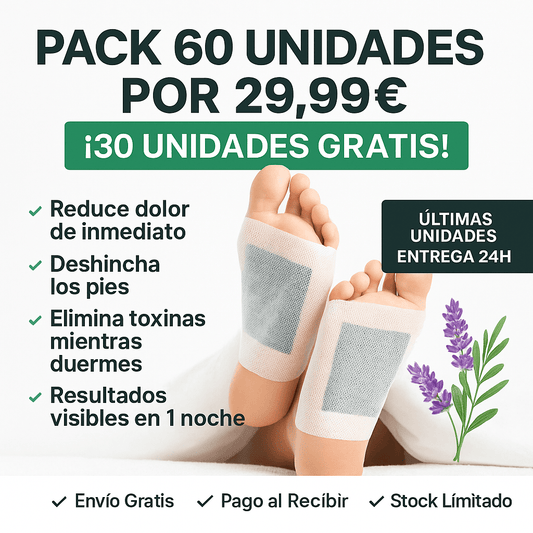 Parches Desintoxicantes para Pies 30 unidades + 30 Gratis