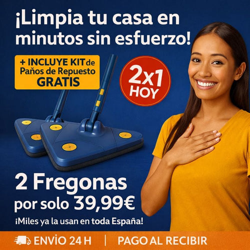 [COMPRA 1 Y LLEVA 2] SuperMop® - Fregona 360º autoescurrible + Kit de Recambios Grátis [SOLO HOY]