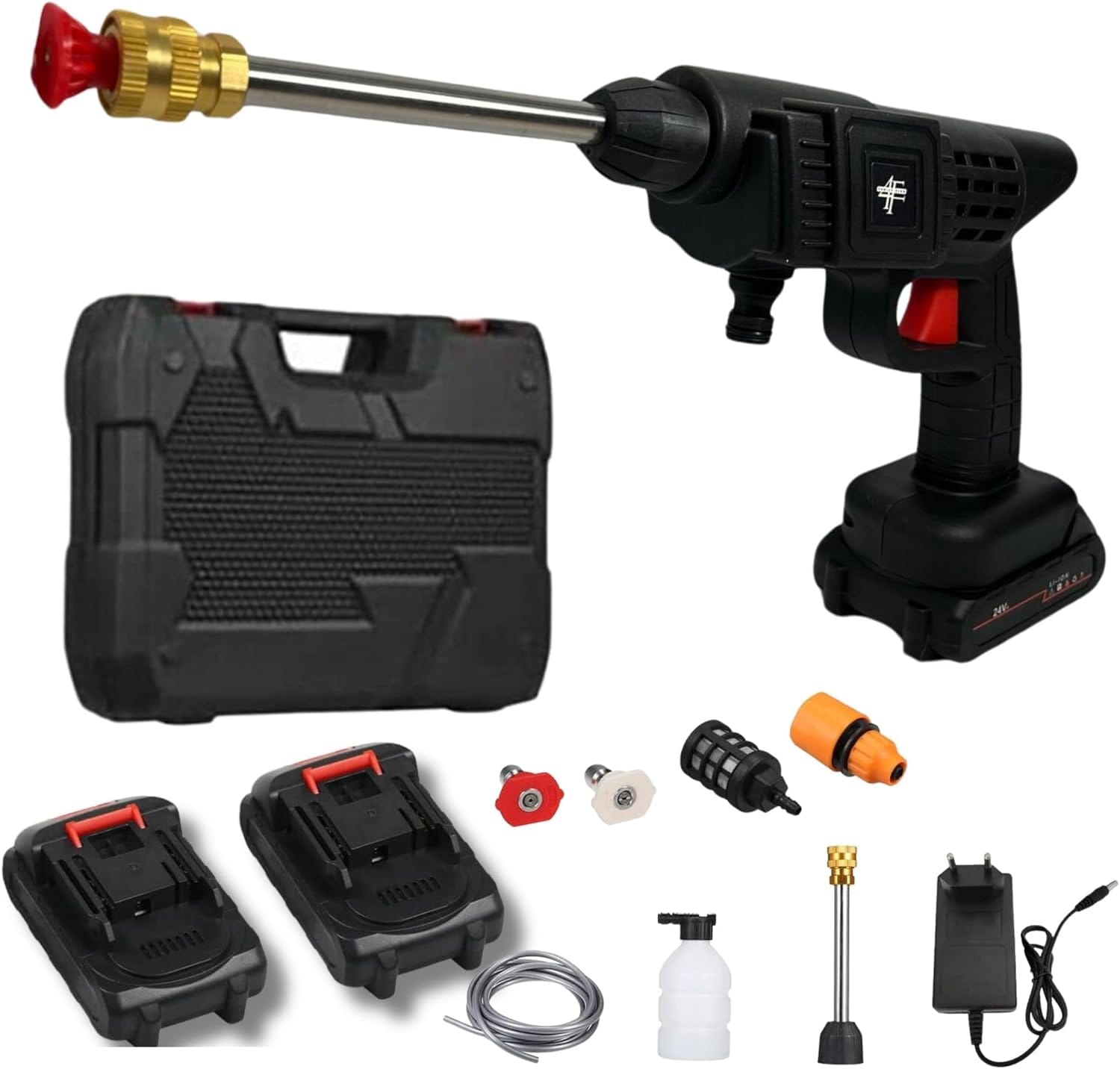 HydroForce™ – Pistola de Alta Presión Portátil Profesional + 2 Baterías + Kit de Accesorios GRATIS